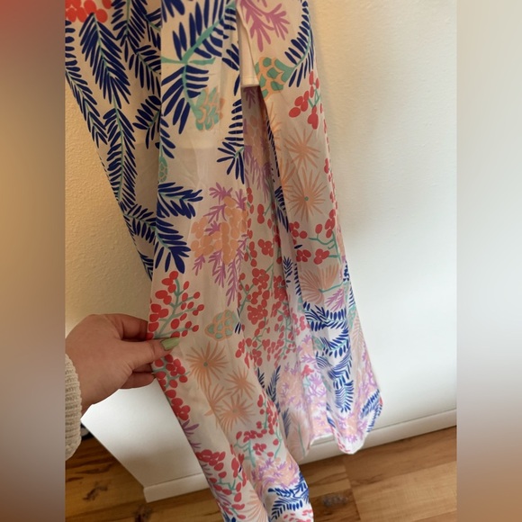 Yumi Kim Anthropologie Floral Maxi Dress Slit Pink Blue White Size Small EUC - Picture 4 of 6